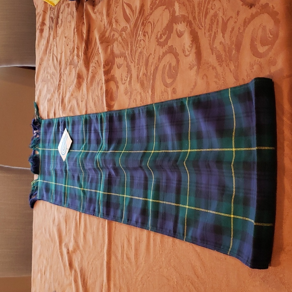 NWT Ingles Buchan Scarf Green Plaid Glasgow Scotland 82" x 10"